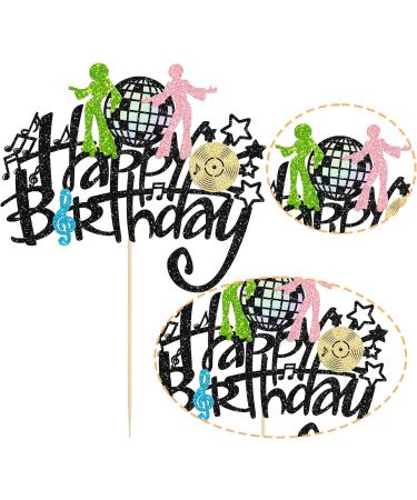 Gyufise 1Pcs Rock Happy Birthday Cake Topper Glitter Music Disco Ball Cake Pick 70's Disco Dancing Rock Cake Decoration for Rock Band Music Concert Theme Birthday Party Decorations Supplies Multi 4 - Buy Online on GoSupps.com