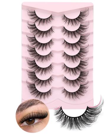 False Eyelashes Wispy Cat Eye Lashes Russian Strip Lashes That Look Like Extensions Fox Eye Lashes D Curl Fake Lashes Pack 7 Pairs by Goddvenus E-cat eye