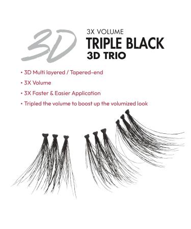 iENVY Triple Black 3D Individual Trio Lashes | Reusable Eyelash Clusters for 3X Volume (Long) - Shop Internationally - Buy Online on GoSupps.com
