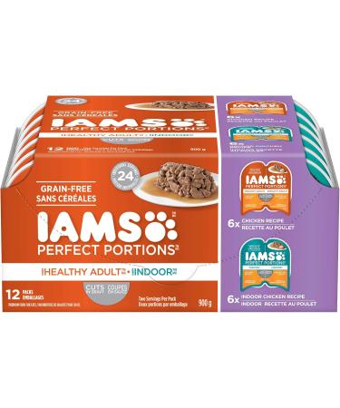 IAMS Perfect PORTIONS Healthy Adult Wet Cat Food Cuts in Gravy - Chicken and Tuna & Perfect Portions Healthy Adult Wet Cat Food Cuts in Gravy - Chicken and Indoor Chicken 2CT Cat Food + Wet Cat Food 75 g (Pack of 12) - Buy Online on GoSupps.com