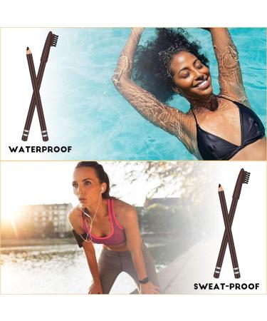 2 Pack Waterproof Eyebrow Pencils with Brush - Long-lasting Sweat-proof Brow Makeup in Dark Brown - Buy Online on GoSupps.com