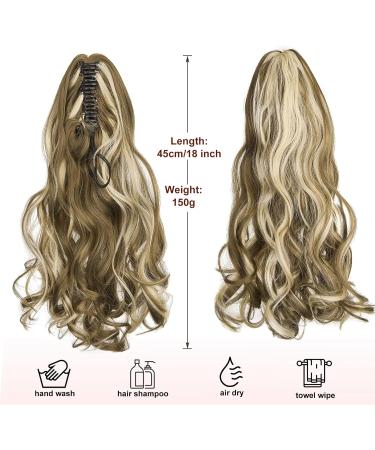Dcbaboo 18inch Claw Clip in Ponytail Hair Extensions Long Wavy Ponytail Extension Curly Synthetic Pony tails Natural Wave One Piece Hairpiece Fake Ponytail for Women Golden Brown/Bleach Blonde 18 inch 150g Golden Brown/Bleach Blonde - Buy Online on GoSupps.com