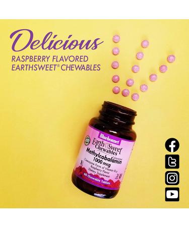 Buy Bluebonnet Nutrition EarthSweet Chewables Methylcobalamin 5000 mcg - Raspberry Flavor, 60 Tablets - Buy Online on GoSupps.com