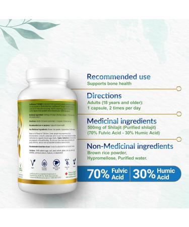 LeafSource SHILAJIT 120 vcap - 70% Fulvic and 30% Humic Acid Supports Healthy Bones and Naturally contains Trace Minerals Amino Acids and Vitamins 3rd Party Tested (previously Humic-Fulvic Acid) 120 count (Pack of 1) - Buy Online on GoSupps.com