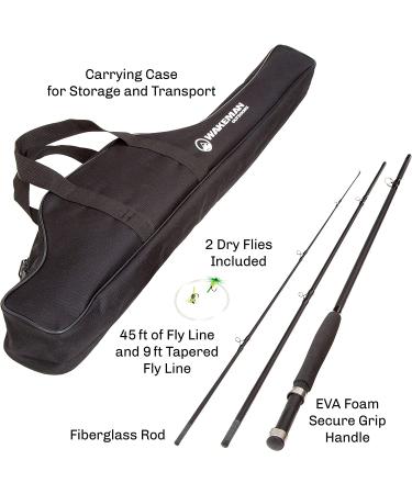 Wakeman Outdoors Charter Series Fly Fishing Combo Kit - 3 Piece Collapsible Fiberglass Pole with Ambidextrous Reel, Carry Case & Accessories - Buy Online on GoSupps.com