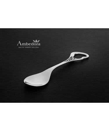 AMBEDORA Children's Christening Gift - Small Silver Spoons with Engraving | Real Silver 925 Birth Gift - Buy Online on GoSupps.com
