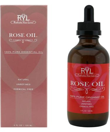 Rose Essential Oil 4 oz - 100% Pure Organic Aromatherapy | Therapeutic Grade for Relaxation Skin Therapy & Perfumes - Buy Online on GoSupps.com