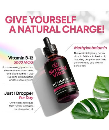 Extra Strength Vegan Vitamin B12 Sublingual Drops 5000mcg - Natural Energy & Mood Boost - Made in USA - 100% Methylcobalamin - 2 Fl OZ - Buy Online on GoSupps.com