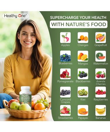 Fruits & Veggies Formula - 27 Premium Whole Foods - Organic Ingredients - Equals 3 Servings of Fruits & Vegetables - Improve Energy Focus & Immune Function - Fiber - Antioxidants - 60ct (30 Serv) 60 Count (Pack of 1) - Buy Online on GoSupps.com