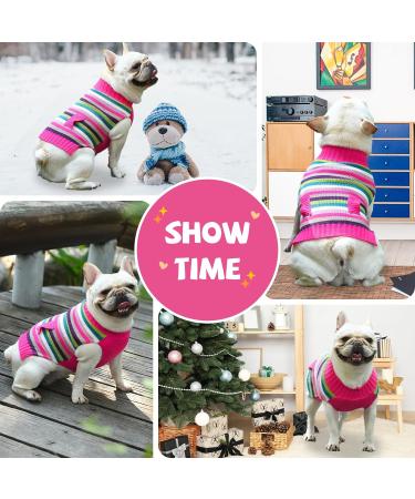 TENGZHI Knitwear Warm Puppy Vest Coat Costume Holiday Sweaters Striped Pet Clothes for Small Medium Dogs Cats Christmas Dog Sweater(Pink Pocket XXL) XX-Large Pink Striped - Buy Online on GoSupps.com