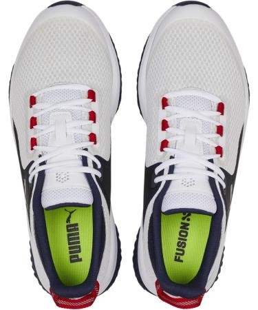 PUMA Men's Fusion Grip Golf Shoe - Size 42 EU | White Silver & Navy - International Shipping Available - Buy Online on GoSupps.com
