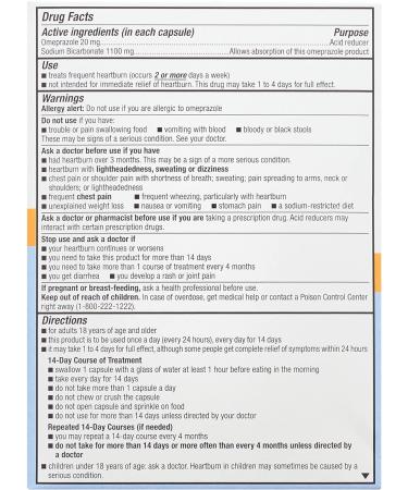 Omeprazole Acid Reducer for Heartburn - 42 Capsules with Luall Sticker + Equate Omeprazole and Sodium Bicarbonate - 20mg/1100mg - Buy Online on GoSupps.com