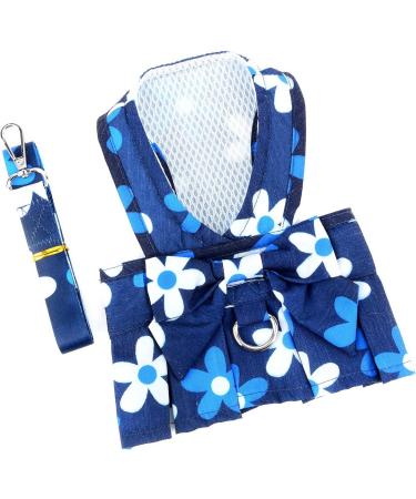 Paidful Dog Harness Dress for Small Dogs & Cats | Colorful Flower Tutu & Leash | Breathable Pet Clothing for Mini Puppies Chihuahuas & Yorkies | Spring Blue Size L - Buy Online on GoSupps.com
