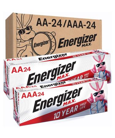 Energizer AA Batteries and AAA Batteries, 24 Max Double A Batteries and 24 Max Triple A Batteries Combo Pack, 48 Count AA/AAA 48 Count (Pack of 1)