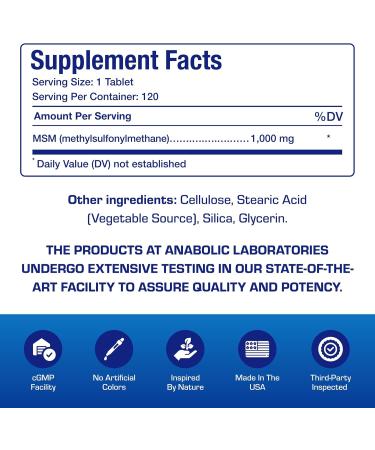 Methylsulfonylmethane MSM Supplement 1000mg - High Strength Soft Tissue & Joint Support Supplement with MSM from OptiMSM - Vegetarian Non-GMO & Made in the USA in cGMP Facilities - 60 Servings - Buy Online on GoSupps.com