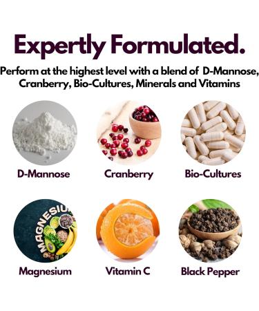 Mannose and Cranberry Complex with Bio Cultures - Urinary Tract Infection Relief - 60 Vegan Capsules - Buy Online on GoSupps.com