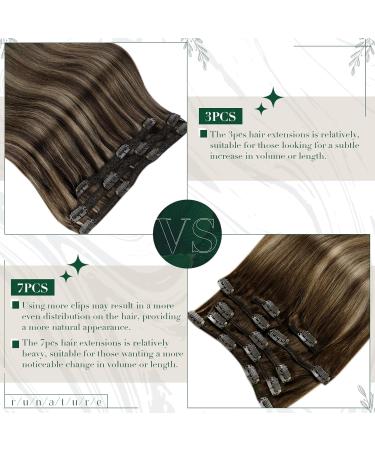 Runature Clip-In Highlights Real Hair Extensions - Brown 30cm Short Hair 3Pcs 50g Natural Color #2P8A - Premium Quality! - Buy Online on GoSupps.com
