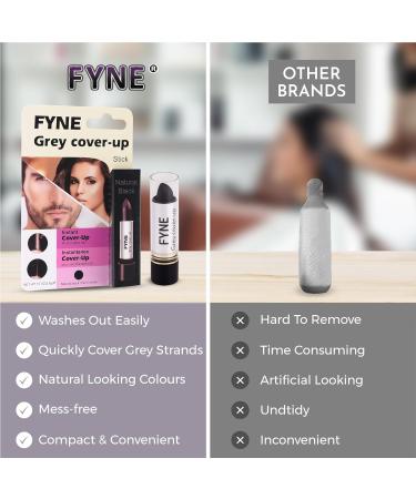 FYNE Root Touch Up Cover Stick - Instant Natural Black Grey Hair Cover Up - Magic Retouch Temporary Hair Colour for Men & Women Natural Black stick 1 count (Pack of 1) - Buy Online on GoSupps.com