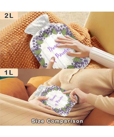 Naanle 2L Hot Water Bottle with Lavender Cover | Heat Therapy for Back Pain Relief Hand & Foot Warmer Cold Therapy - Transparent Design - Buy Online on GoSupps.com