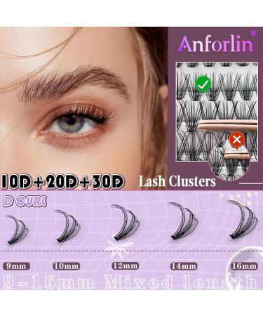 DIY Lash Extensions 10D/20D/30D Wispy Cluster Lashes | 300PCS Volume Eyelashes Mixed Heights (9-16mm) D Curl by Anforlin - Buy Online on GoSupps.com