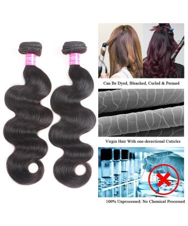 Body Wave Brazilian Human Hair Bundles with Closure - 10/12/14+10 Inch Virgin Hair Weave Extension Bundle with 4x4 Lace Closure - 12A Unprocessed Weft - Natural Color - Buy Online on GoSupps.com