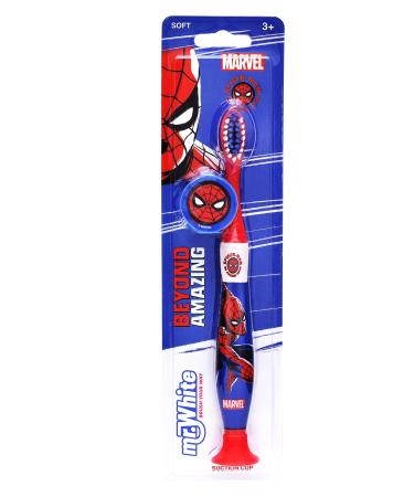 Mr.White Spider-Man Kids Manual Toothbrush with Suction Cup and Travel Cap Soft Bristles Suitable for 3+ Years Kids White Pack of 1