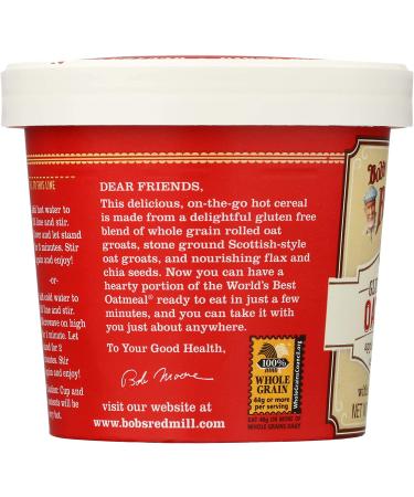 Bob's Red Mill Gluten Free Oatmeal Cup - Apple Cinnamon with Flax & Chia - 2.36 oz - Buy Online on GoSupps.com