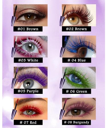 5D White Green Red Mascara Voluminous Waterproof-Silk Fiber Tubing Mascara for Eyelashes Volume and Length Curling Eye Lash Longlasting Smudegproof Liquid Lash Extensions Colored Mascara for Women White+06 Green+07 Red - Buy Online on GoSupps.com