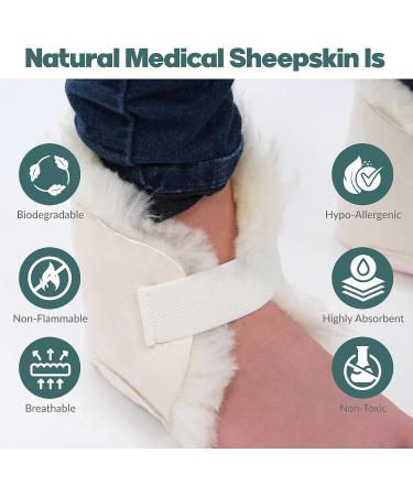 Natural Sheepskin Heel Protectors - Set of 2 | Medical Grade Heel Guards for Pressure Relief | Adjustable Straps | Cornsilk Color - Buy Online on GoSupps.com