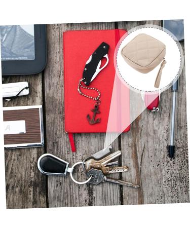 Mini Leather Bracers Makeup Kit Storage Bag - Portable Multifunctional Organizer for Lipsticks, Period Pouch, and Cosmetics - Beige 13x13cm - Buy Online on GoSupps.com