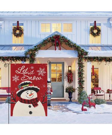 Snowman Garden Flag 30.5x45.7 cm | Double-Sided Christmas Outdoor Decoration | Let It Snow Winter Farmhouse Flag - Buy Online on GoSupps.com