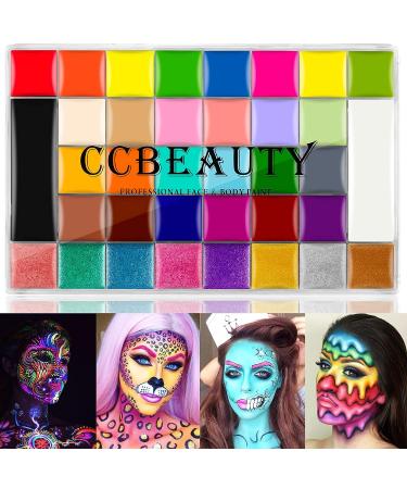 CCbeauty Professional Face Painting Kit 36 Colors + Avocado Cleansing Towel - Halloween Makeup & Cosplay Palette | Sfx Special Effects Makeup Kit - Buy Online on GoSupps.com