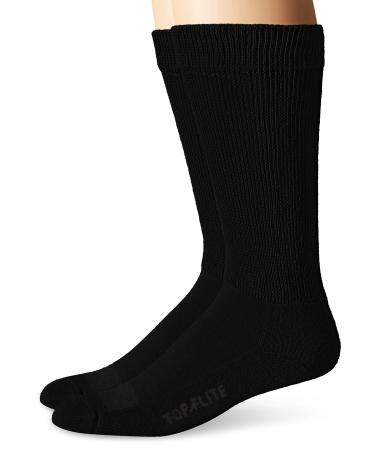 Top Flite Men's Diabetic Non-Binding Cushion Ultra Dri Mid Calf Socks 2 Pair Pack Large Black