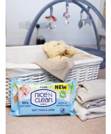Nice 'N CLEAN Pure Baby Wipes - 60 Count Biodegradable Wet Wipes - 99% Water, Fragrance-Free - Buy Online on GoSupps.com