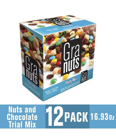 Granuts Party Mix - Sweet Chocolate-Coated Candies, Soft Raisins & Crunchy Salted Peanuts - Classic Flavors - On-the-Go Snack - 1.41 Oz (12 Inner Packs) - Buy Online on GoSupps.com