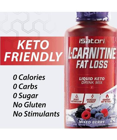 iSatori L-Carnitine Liquid Fat Burner 1500mg - Mixed Berry Flavor | Stimulant-Free Metabolism Activator for Keto Weight Loss - 24 Servings - Buy Online on GoSupps.com
