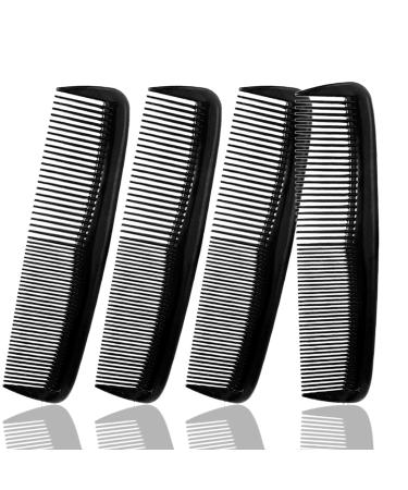 Soft 'N Style Hair Care 4-Pack Comb - Not Breakable - mens comb/fine tooth comb/peines para cabello (Black) (Black)