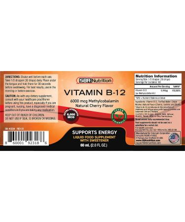 MAX Absorption Vitamin B12 6000mcg Sublingual Liquid Drops - 60 Servings, Non-GMO Vegan Friendly - Buy Online on GoSupps.com