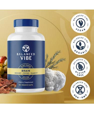 Balanced Vibe Brain Formula | Organic Plant-Based Nootropic for Focus Clarity & Memory | Organic Lion s Mane Ginkgo Bacopa Rhodiola Gotu Kola | Vegan Capsules | 30 Day Supply - Buy Online on GoSupps.com