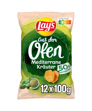 Lay's from the oven Mediterran herbs-crispy-spicy potato chips from the oven for a successful party with Nutri score b-(12 x 100g) Mediterrana herbs 100 g (12 Pack)