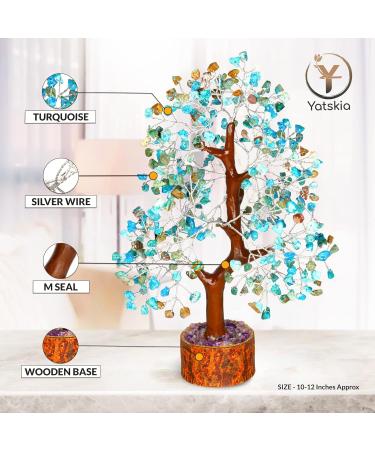 YATSKIA Turquoise Crystal Tree - Gemstone Tree of Life for Home Decor | Spiritual Good Luck Charms & Gifts for Women | Chakra Stones Meditation Decor - Buy Online on GoSupps.com