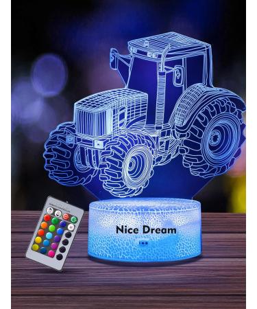Nice Dream Tractor Night Light - 3D Illusion LED Lamp for Kids | Remote Control 16 Colors Dimmable | Perfect Christmas Gift & Bedroom Decor - Buy Online on GoSupps.com