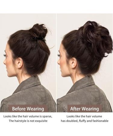 BELEVO Messy Bun Hair Piece Curly Wavy Large Scrunchies for Women - Dark Brown Synthetic Updo Ponytail Hair Buns for Weddings & Parties - Buy Online on GoSupps.com