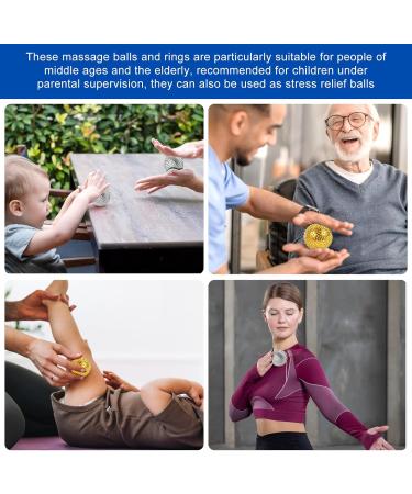 Nizirioo 4-Piece Magnetic Acupressure Balls Set - Hedgehog Massage Balls with 10 Rings for Stress Relief - Gold & Silver - Buy Online on GoSupps.com