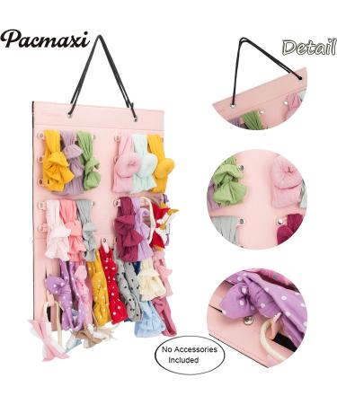 PACMAXI Hanging Baby Girl Headbands Organizer - Newborn Headbands and Bows Holder (10 Snap Band + 18 Snaps Pink) - Buy Online on GoSupps.com