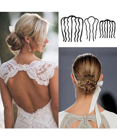 12 Pcs Hair Side Combs & Fork Clips for Vintage Hairstyles - Black - Buy Online on GoSupps.com