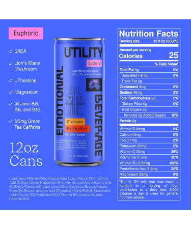 Buy Euphoric Sweet Lemon Sparkling Beverage - Nootropics & Adaptogens | 12oz Cans (12 Pack) - Elevate Your Mood Now - Buy Online on GoSupps.com