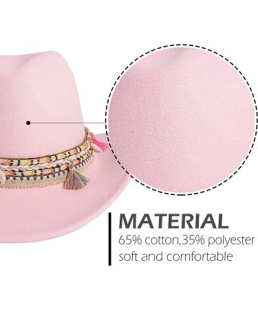 Gossifan Pink Western Cowboy Cowgirl Fedora Hat with Y-Tassel - Medium | Unisex Style - Buy Online on GoSupps.com