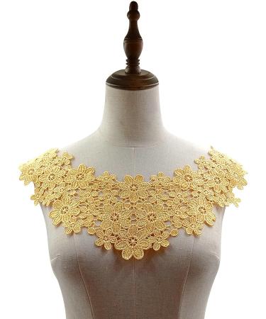 Fabric Flower Applique Embroidery Collar Lace Sewing Patch - DIY Wedding Dress Trim in Ivory/Gold/Silver - Buy Online on GoSupps.com