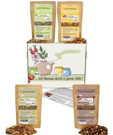 Direct & Friendly Bio Tea gift set for tea lovers 4 seasons with 4 unusual loose bio teas for every seasons 4 seasons teas